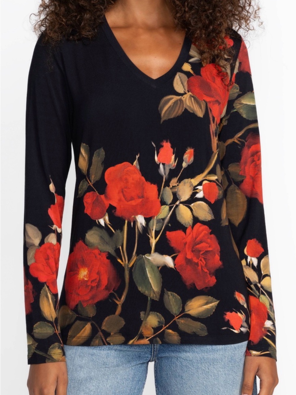 Johnny Was The Janie FavoriteLong Sleeve V-Neck Tee - Rosana